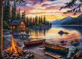 DKijoys Lakeside Cabin 1000 Piece Jigsaw Puzzle – Cozy Campfire Canoes