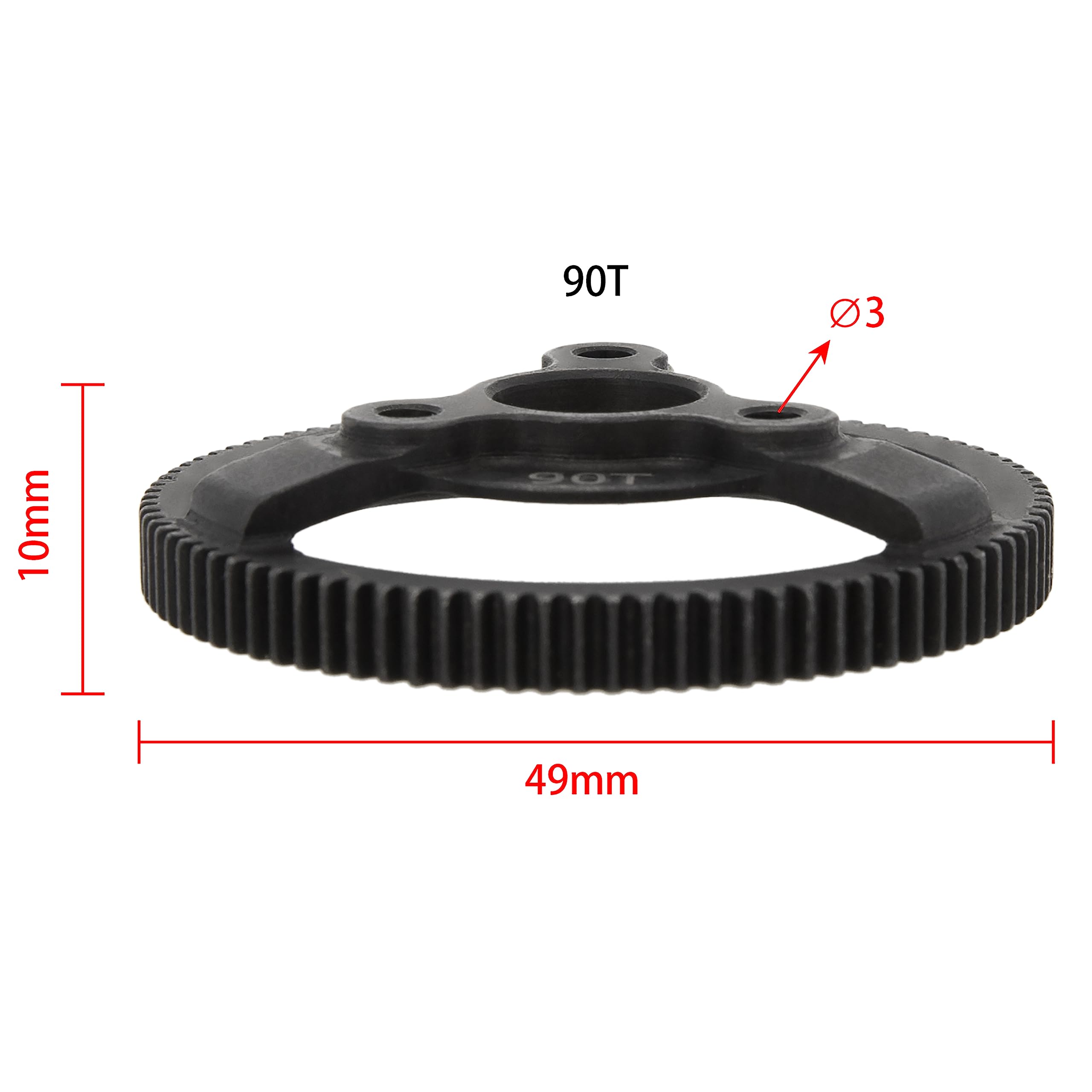DKKY Hardened Steel Spur Gear 90T/48P Upgrade for Traxxas 2WD Slash Drag Slash Bandit