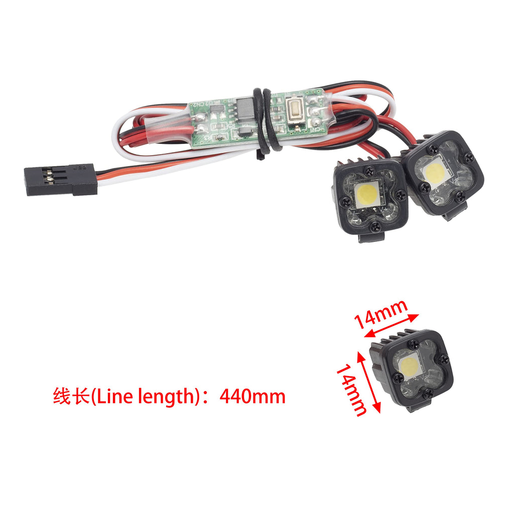DKKY RC Car LED Spotlights - 1/10 Scale Crawler Lighting Kit with Controller (2 Pack)