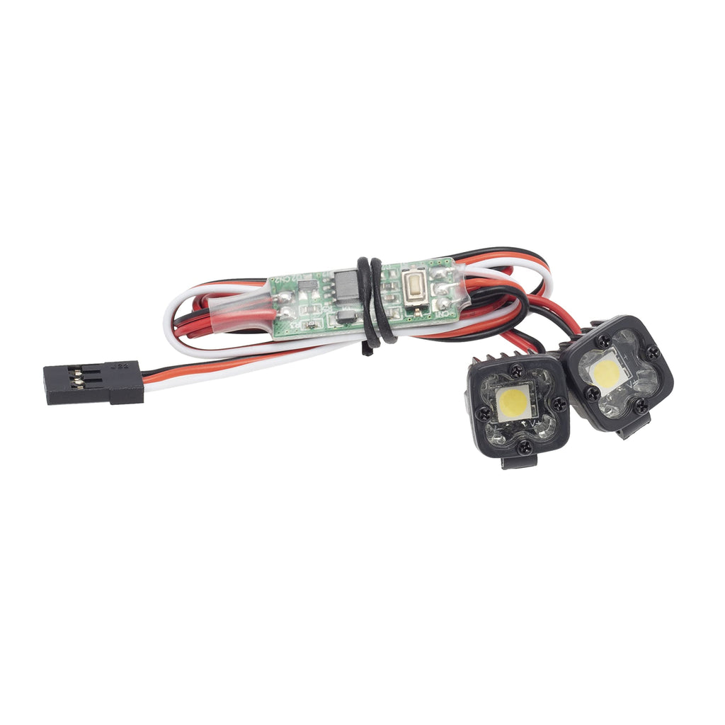 DKKY RC Car LED Spotlights - 1/10 Scale Crawler Lighting Kit with Controller (2 Pack)