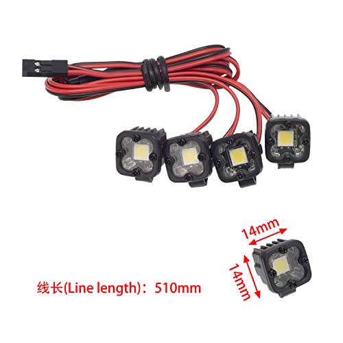 DKKY RC Car LED Spotlights - 4 Pack for 1/10 Scale Crawlers (Axial SCX10, Traxxas TRX4, etc.)