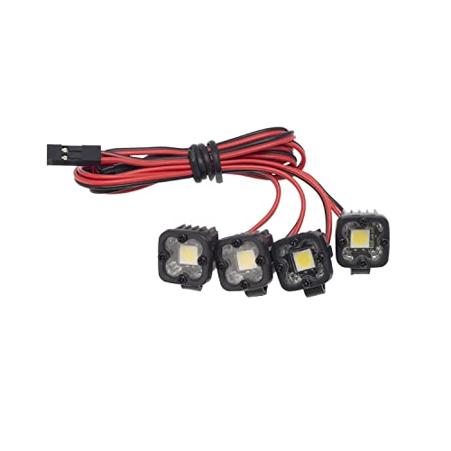DKKY RC Car LED Spotlights - 4 Pack for 1/10 Scale Crawlers (Axial SCX10, Traxxas TRX4, etc.)