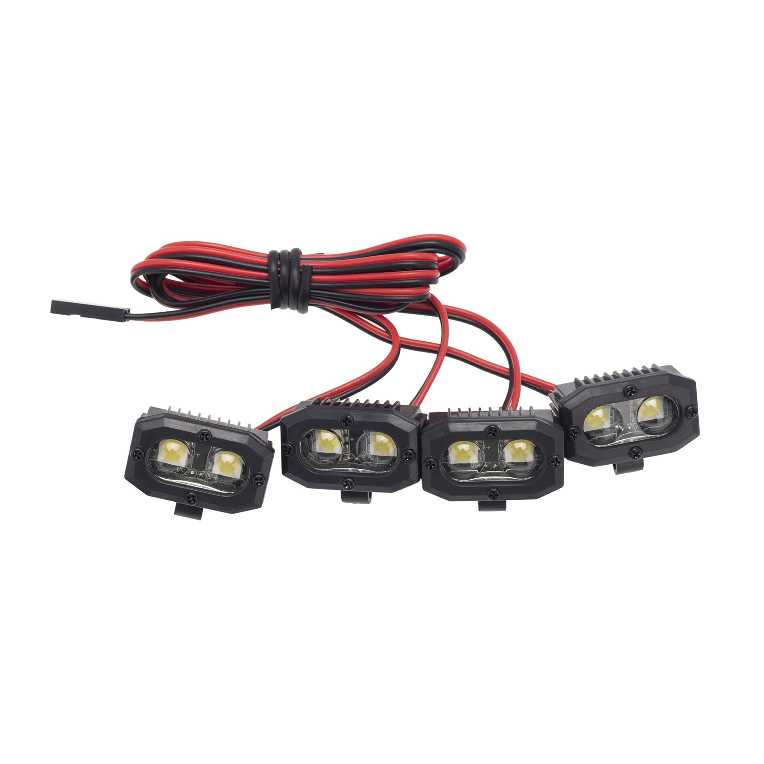 DKKY RC Car LED Spotlights for 1/10 Scale Crawlers – 4 Dual Adjustable Lights (No Controller)