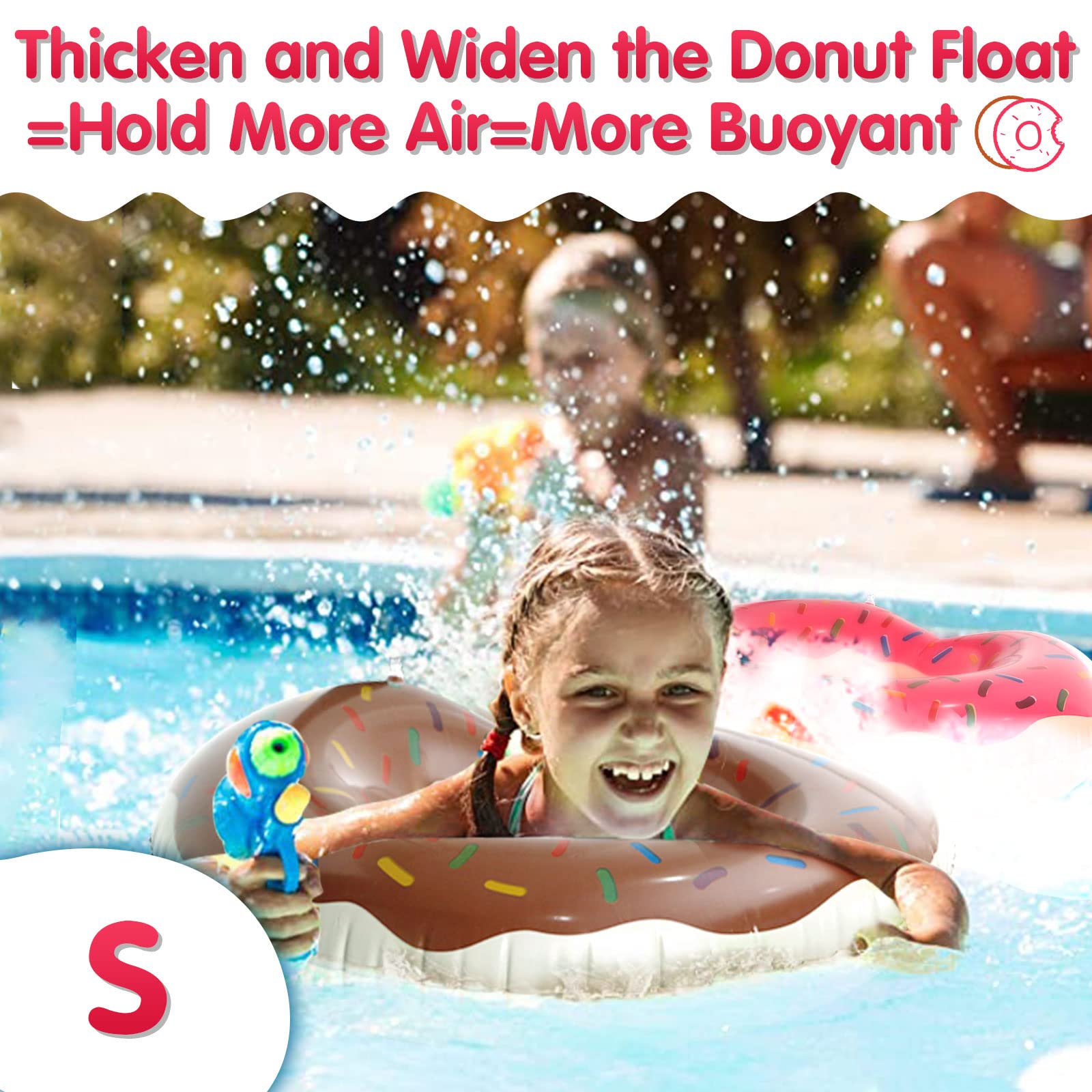DMAR Donut Pool Float for Kids – Set of 2 (Pink & Brown) – Bite-Mark Design, Ages 3-6