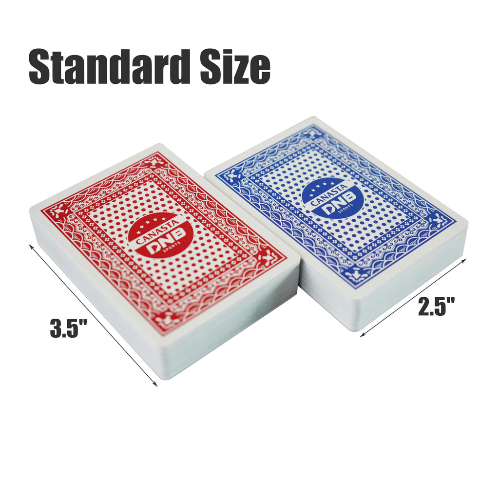 DNB 4-Deck Canasta Cards Set - Blue and Red Decks with Point Values, Canasta & Hand and Foot Rules Included