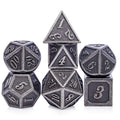 DnDnD 7-Piece Silver Metal Dice Set for D&D and Other RPGs - Includes Metal Case