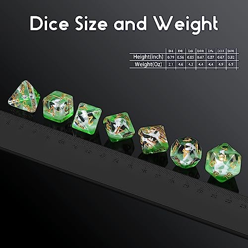 DNDND Enchanting Cat Resin Dice Set – 7-Piece Polyhedral Dice with Velvet Bag for D&D and RPGs