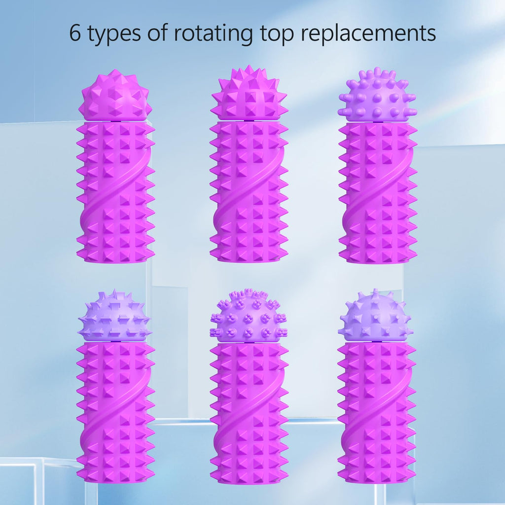 DoDoMagxanadu Pain Stim Fidget Toy with 6 Replaceable Spiky Heads – Silicone Sensory Toy for Stress Relief (Purple)