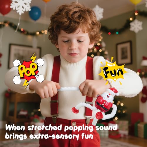 DoDoMagxanadu Pop Tubes Fidget Toys 4-Pack Christmas Telescopic Suction Cup Toy for Kids Ages 3-8