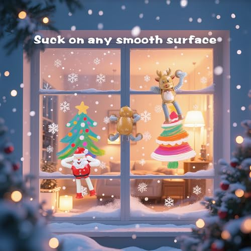 DoDoMagxanadu Pop Tubes Fidget Toys 4-Pack Christmas Telescopic Suction Cup Toy for Kids Ages 3-8