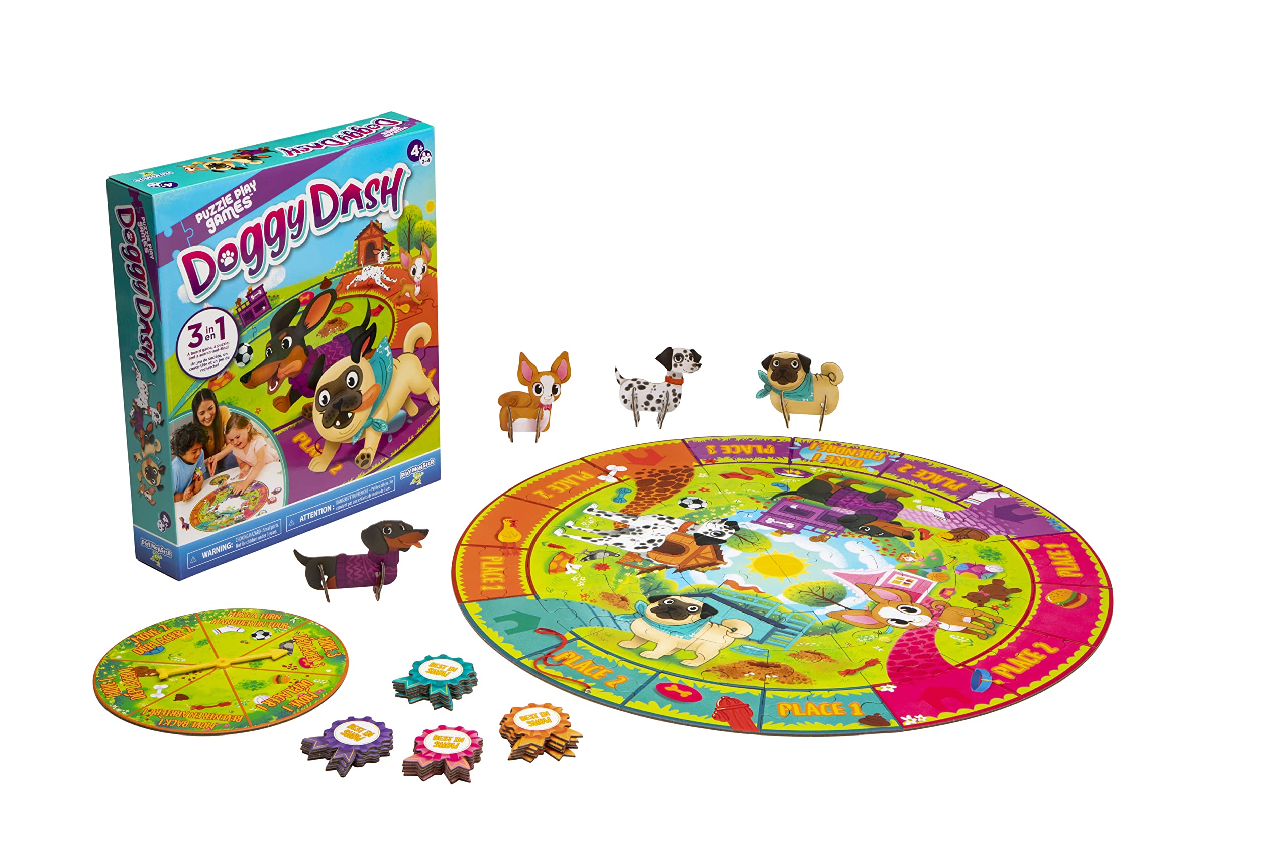 Doggy Dash 3-in-1 Board Game – Puzzle, Search & Find, Race Game for Ages 4+