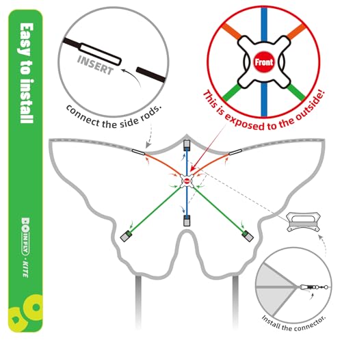 Doinfly Butterfly Kite for Kids – Easy to Fly with 328 ft Line & Winder, 55 inch, Polyester