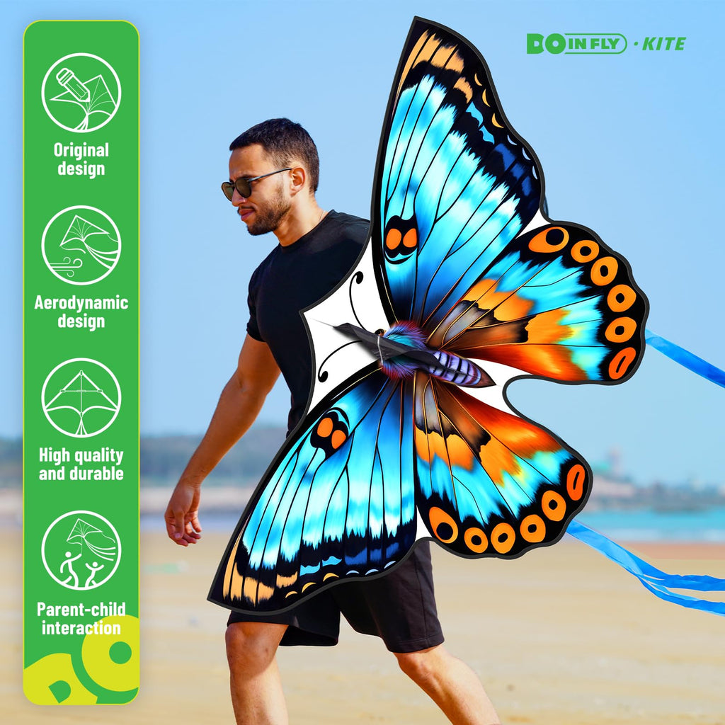 Doinfly Butterfly Kite for Kids – Easy to Fly with 328 ft Line & Winder, 55 inch, Polyester