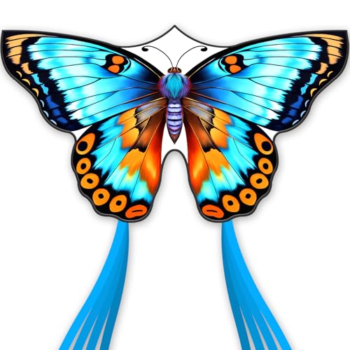 Doinfly Butterfly Kite for Kids – Easy to Fly with 328 ft Line & Winder, 55 inch, Polyester