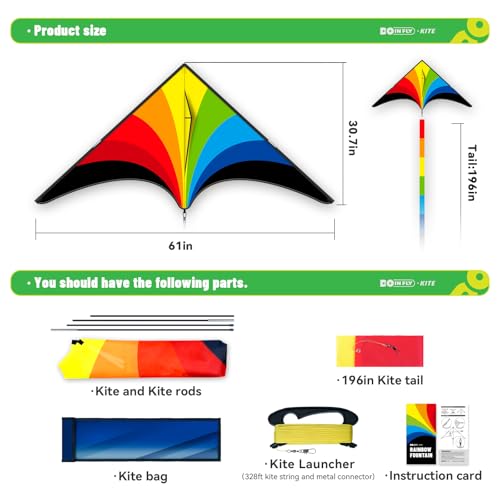 Doinfly Delta Kite 59 Inch – Easy to Fly Single Line Kite for Kids and Adults