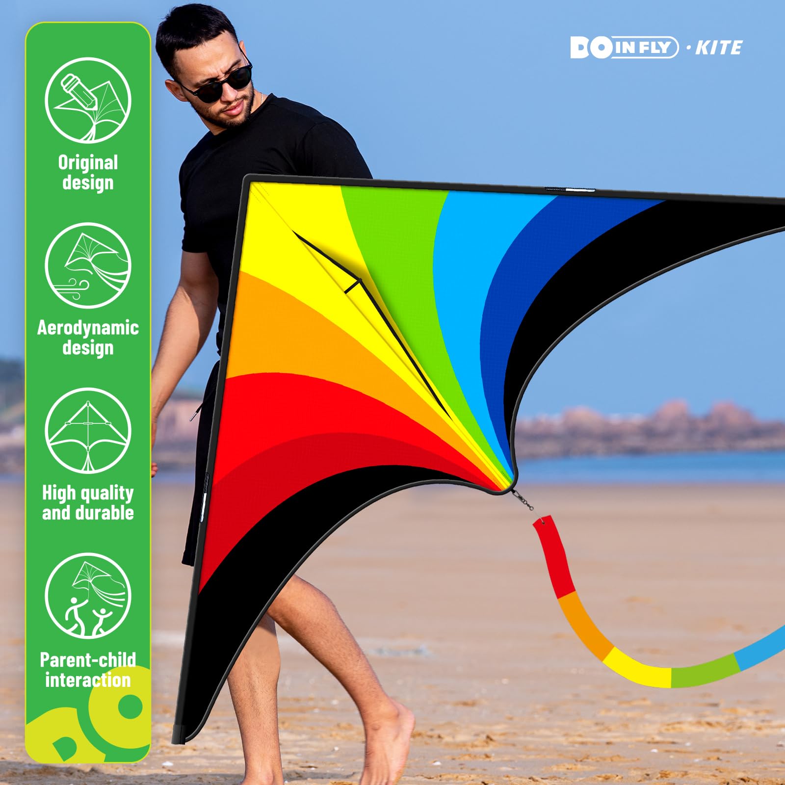 Doinfly Delta Kite 59 Inch – Easy to Fly Single Line Kite for Kids and Adults