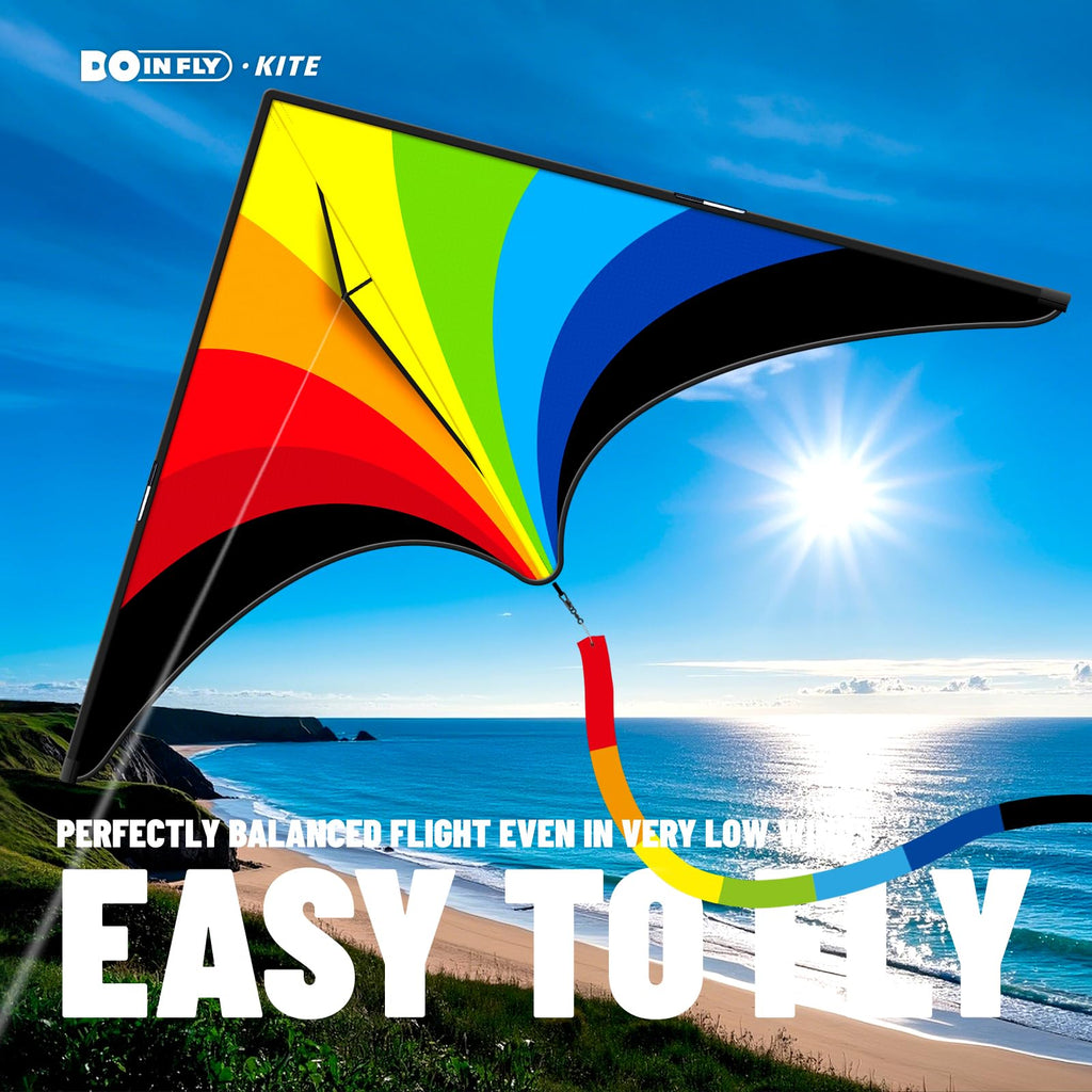 Doinfly Delta Kite 59 Inch – Easy to Fly Single Line Kite for Kids and Adults