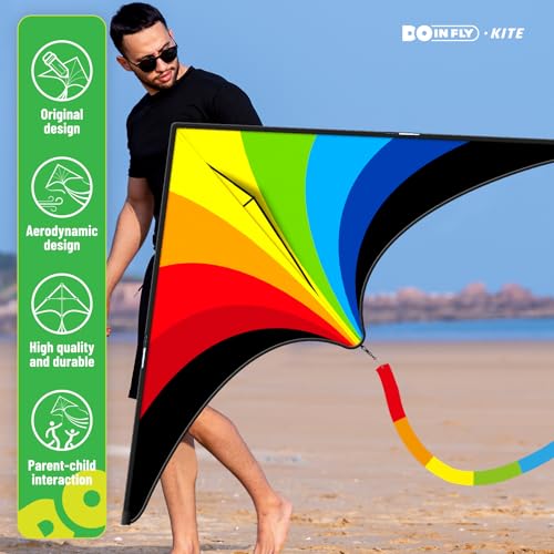 Doinfly Delta Kite 59 Inch – Easy to Fly Single Line Kite for Kids and Adults