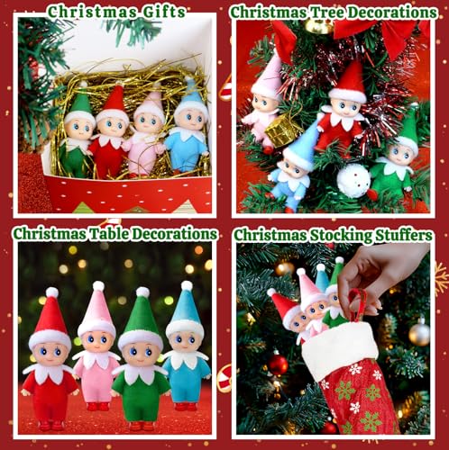 Dokeawo Mini Christmas Elf Doll – 4.3-Inch Bendable Elf Toy for Stocking Stuffers & Holiday Decor