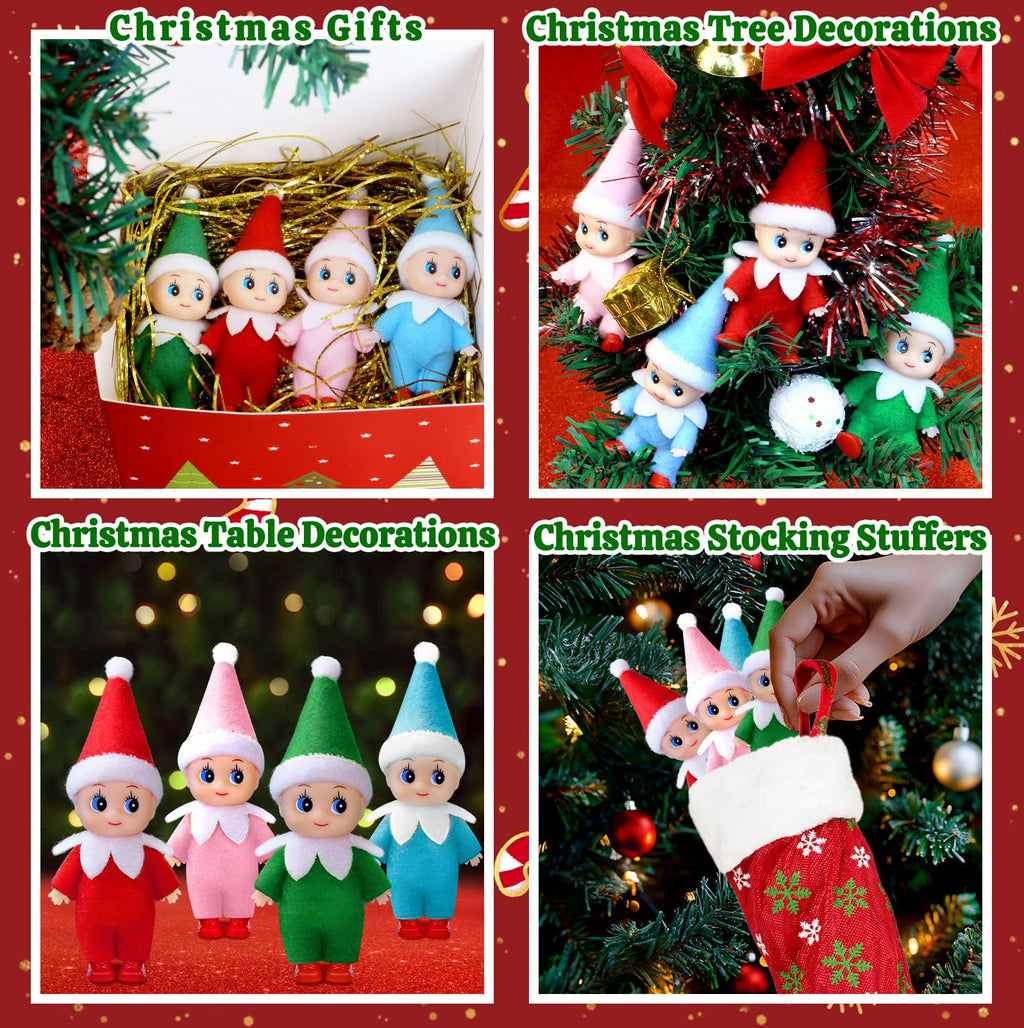 Dokeawo Mini Christmas Elf Doll – 4.3-Inch Bendable Elf Toy for Stocking Stuffers & Holiday Decor
