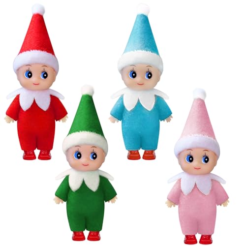 Dokeawo Mini Christmas Elf Doll – 4.3-Inch Bendable Elf Toy for Stocking Stuffers & Holiday Decor