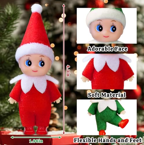 Dokeawo Mini Christmas Elf Doll – 4.3-Inch Bendable Elf Toy for Stocking Stuffers & Holiday Decor