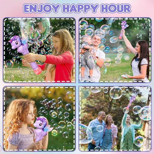 Dolanus Unicorn Bubble Wand with Lights and Music for Kids Ages 3-6, Purple