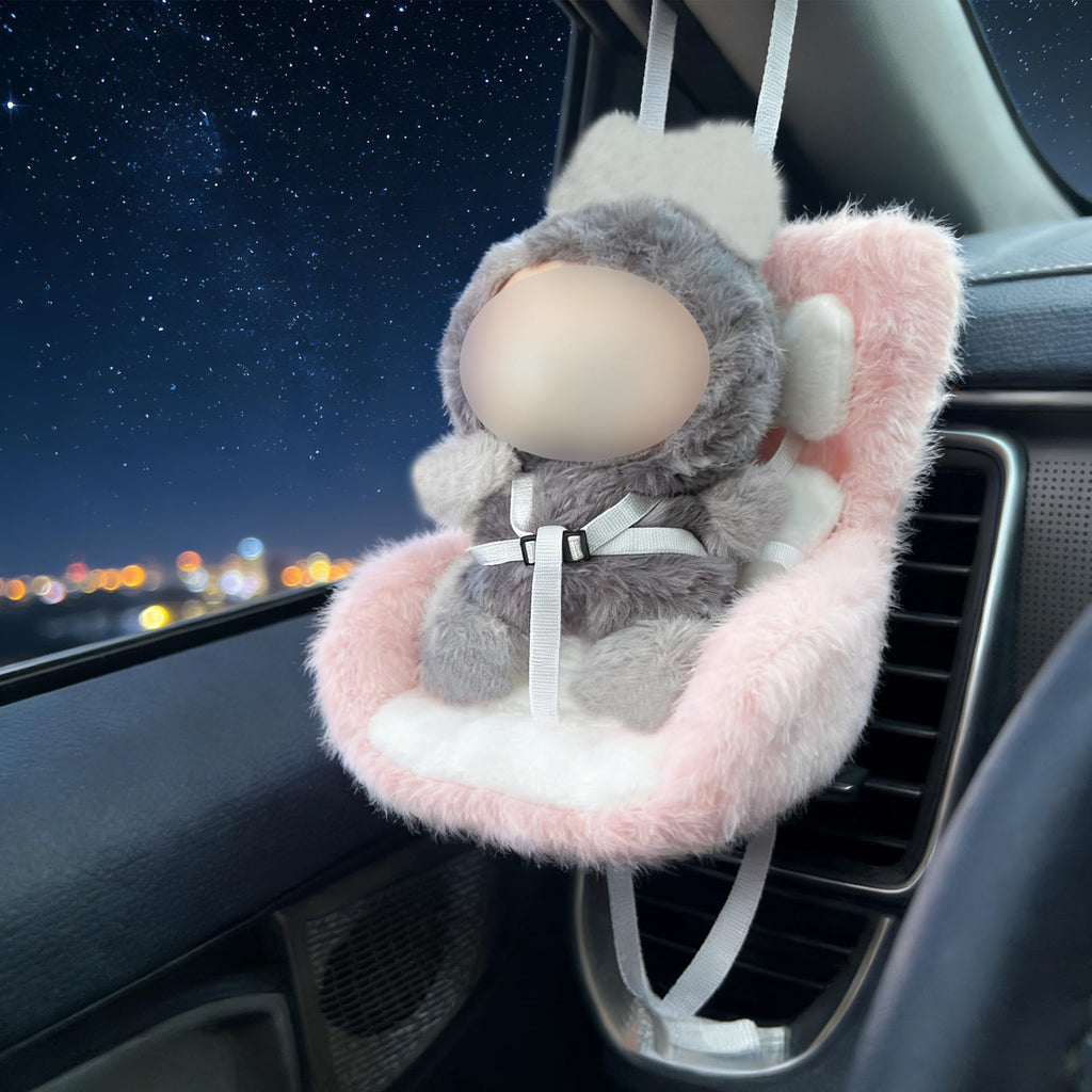 Doll Car Seat for 3–8 Inch Figures – Includes Air Vent Clip and Desktop Stand