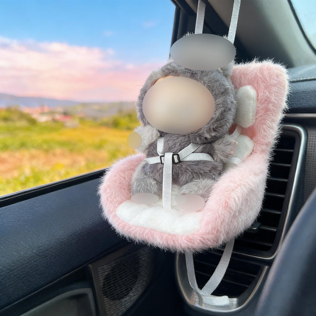 Doll Car Seat for 3–8 Inch Figures – Vent Clip & Desktop Stand, Cute Ornament for Collectors