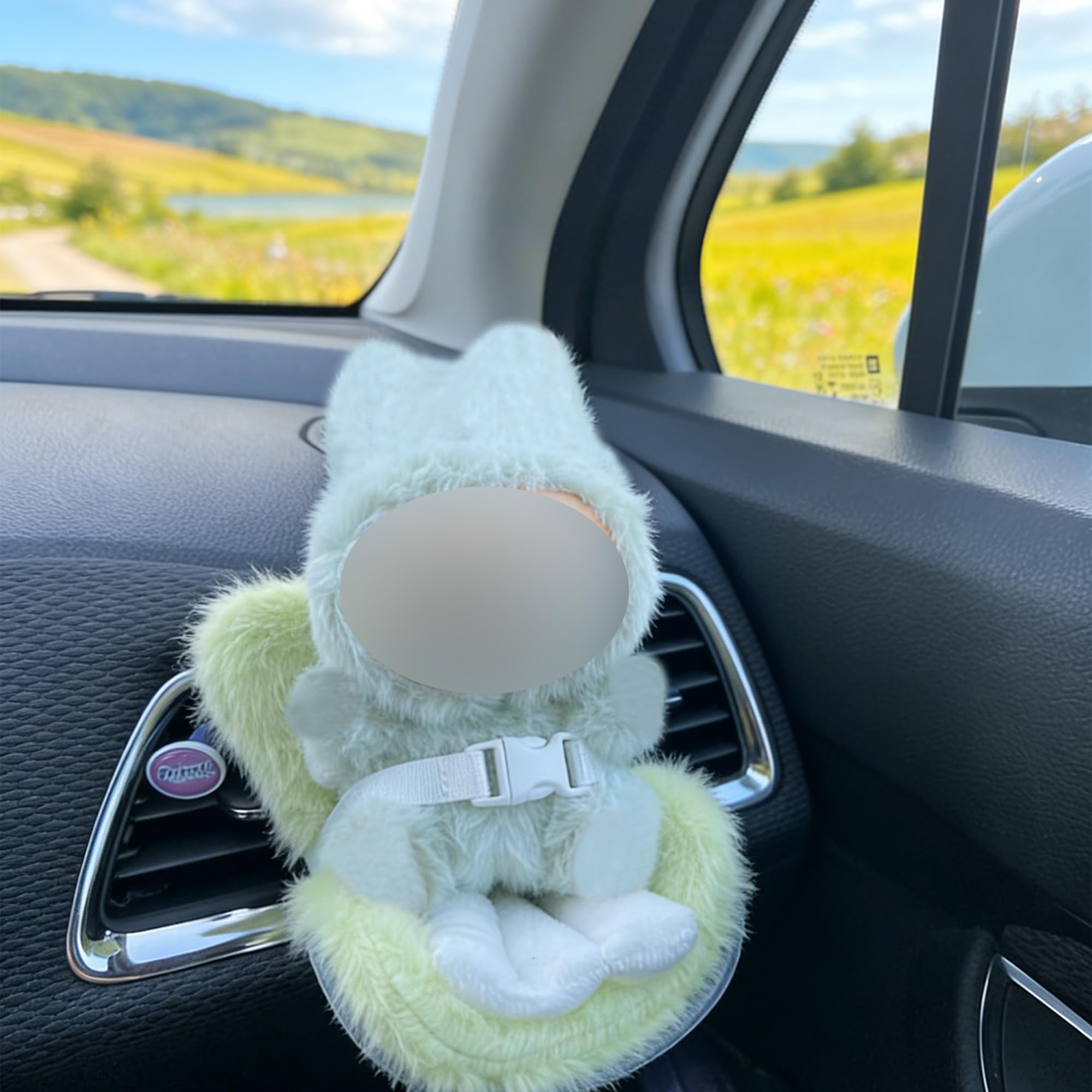 Doll Car Seat for 3–8 Inch Figures – Vent Clip & Desktop Stand, Cute Ornament for Collectors