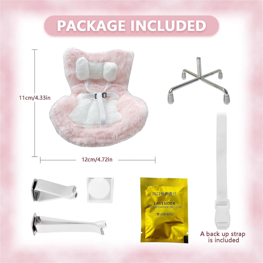 Doll Car Seat for 3–8 Inch Figures – Vent Clip & Desktop Stand, Cute Ornament for Collectors