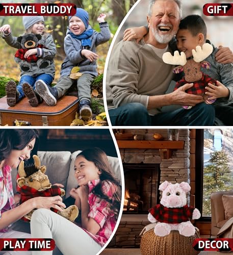 DolliBu Red Plaid Hoodie Teddy Bear Clothes - Large Plush Jacket for Stuffed Animals