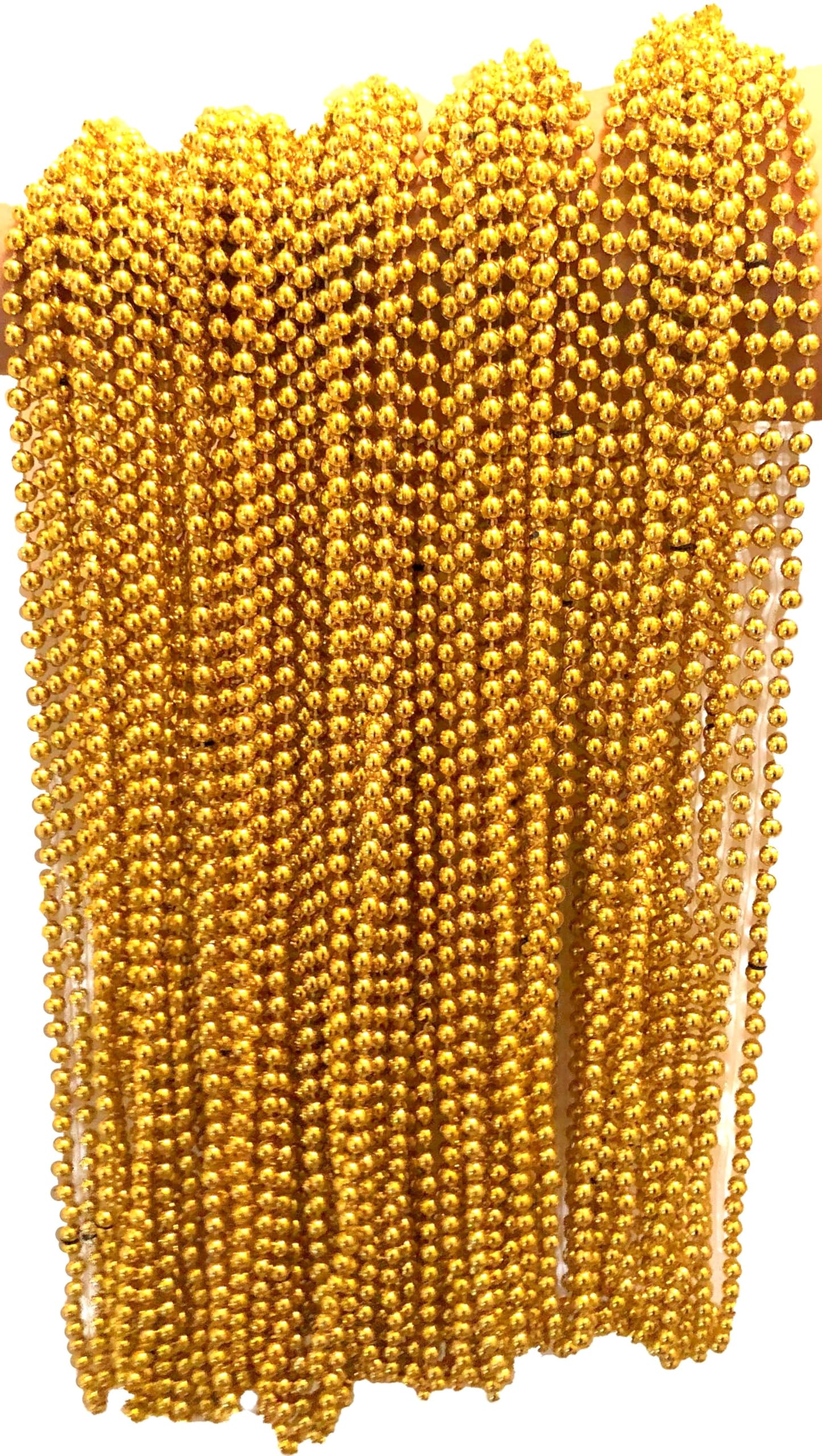 Dondor 30-Pack Gold Metallic Beaded Necklaces – 33-Inch Plastic Bead Necklaces for Party Favors & Events