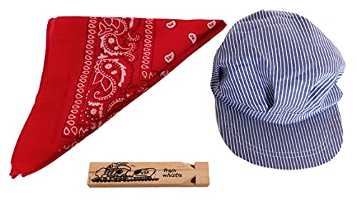 Dondor Children's Train Conductor Dress Up Kit – Hat, Whistle & Bandana