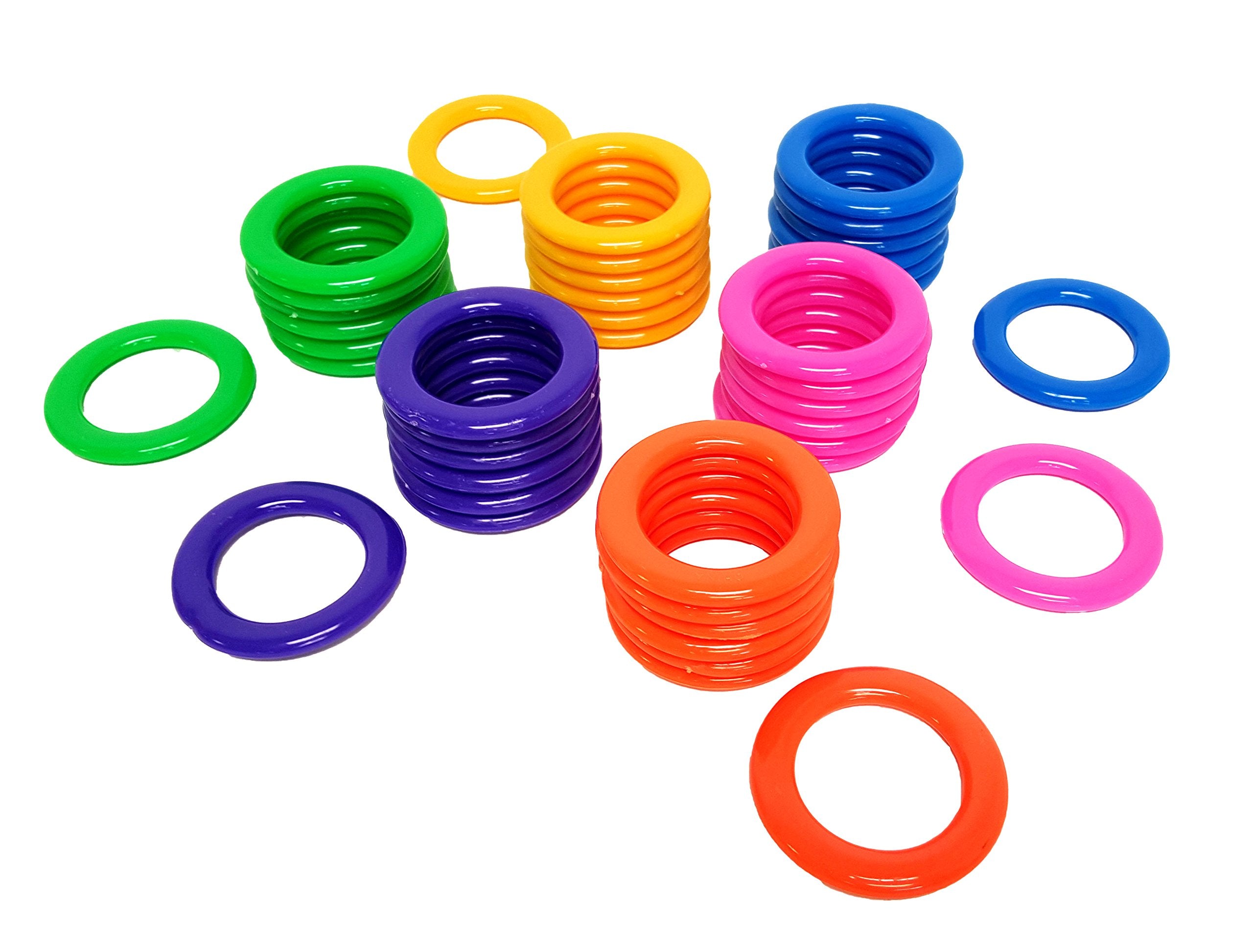 Dondor Plastic Cane Rack Rings (30 Pack) – Multicolored Ring Toss Game Set