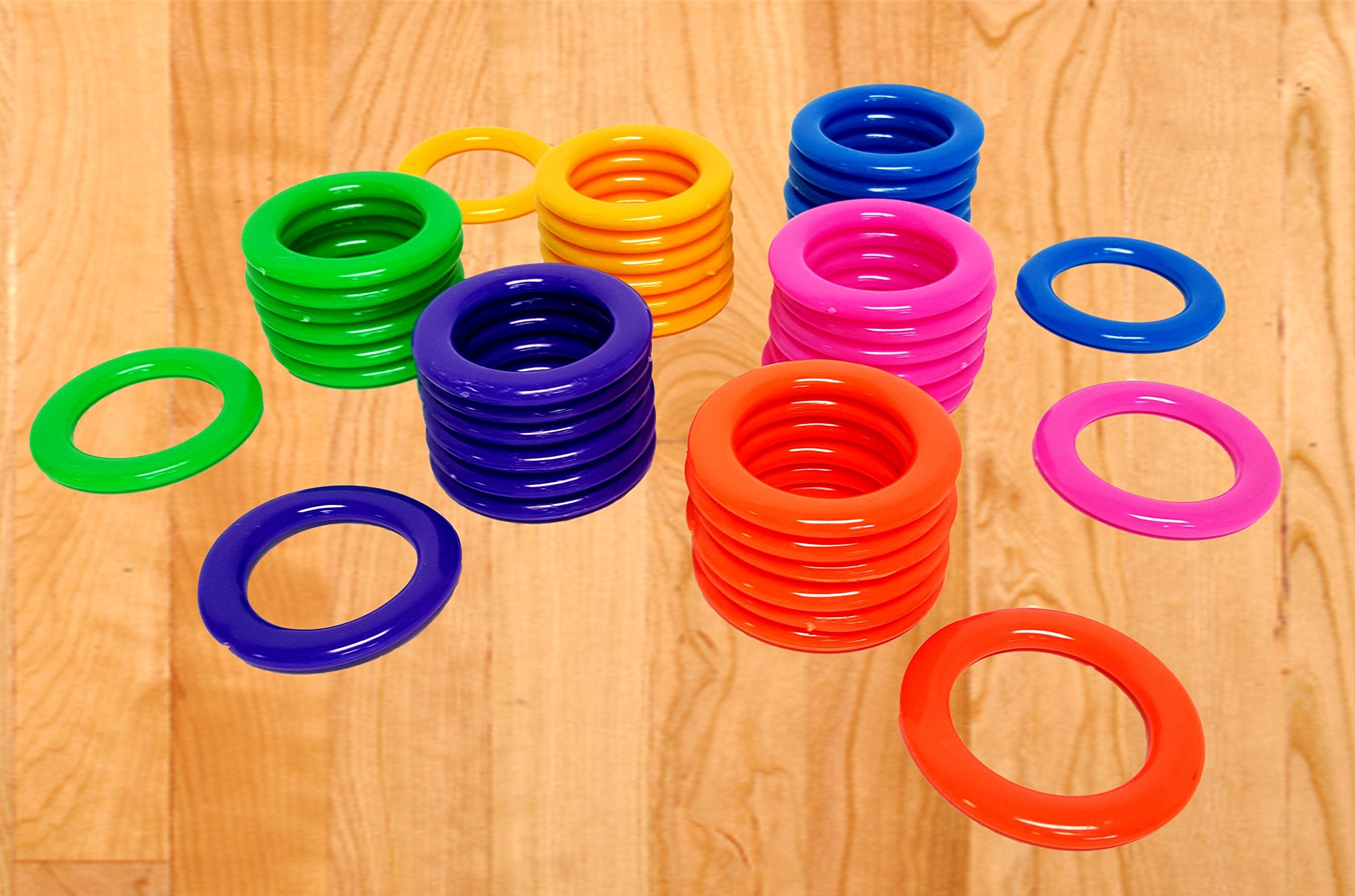 Dondor Plastic Cane Rack Rings (30 Pack) – Multicolored Ring Toss Game Set