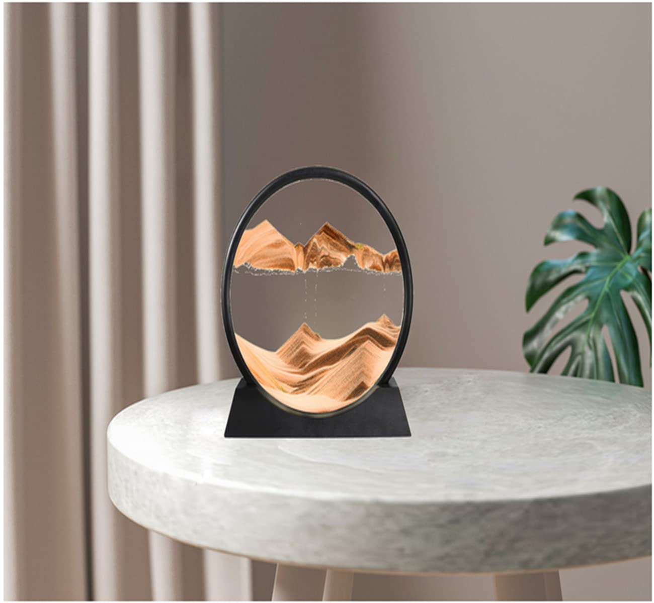 DongAi 3D Moving Sand Art – 7 Inch Yellow Sandscape for Desktop Decoration