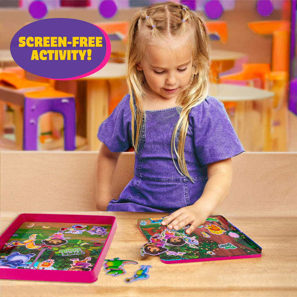 Dora Magnetic Playset - 75 Pieces, Portable Tin, Travel Toy for Ages 4+