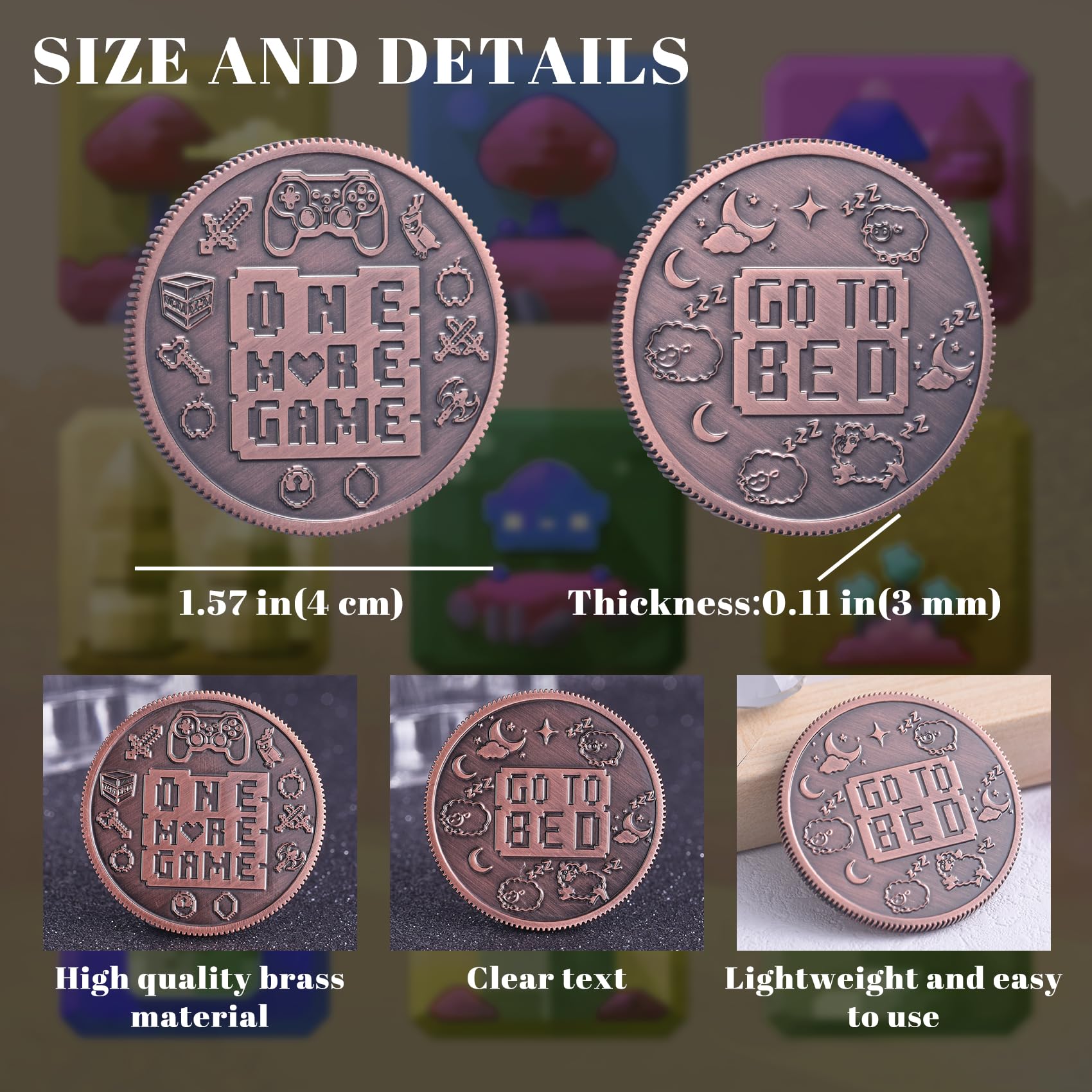 Double-Sided Decision Maker Coin for Gamers – LParkin 40mm Brass Flip Coin