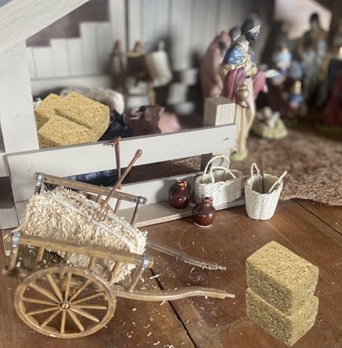 DoubleWood Mini Hay Bales, 12-Pack Foam Straw Bales for Dollhouse, Farm, Halloween, and Autumn Decor