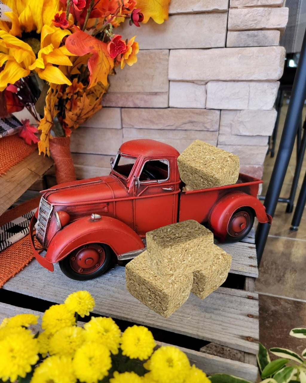 DoubleWood Mini Hay Bales, 12-Pack Foam Straw Bales for Dollhouse, Farm, Halloween, and Autumn Decor