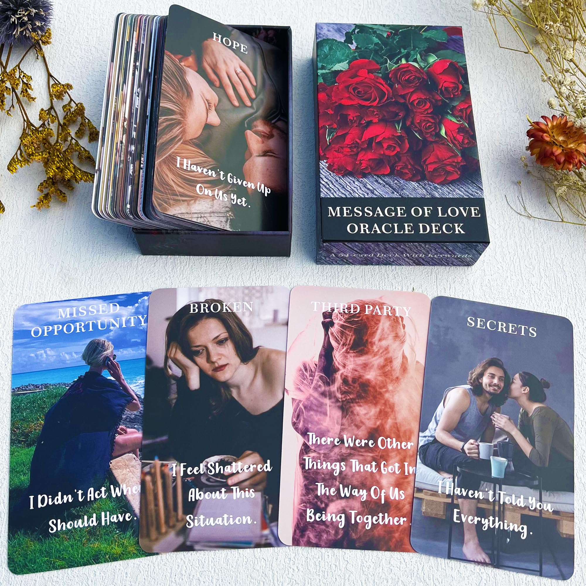 DPEHAKMK Message of Love Oracle Cards – 54 Cards for Love, Twin Flame & Soulmate Guidance