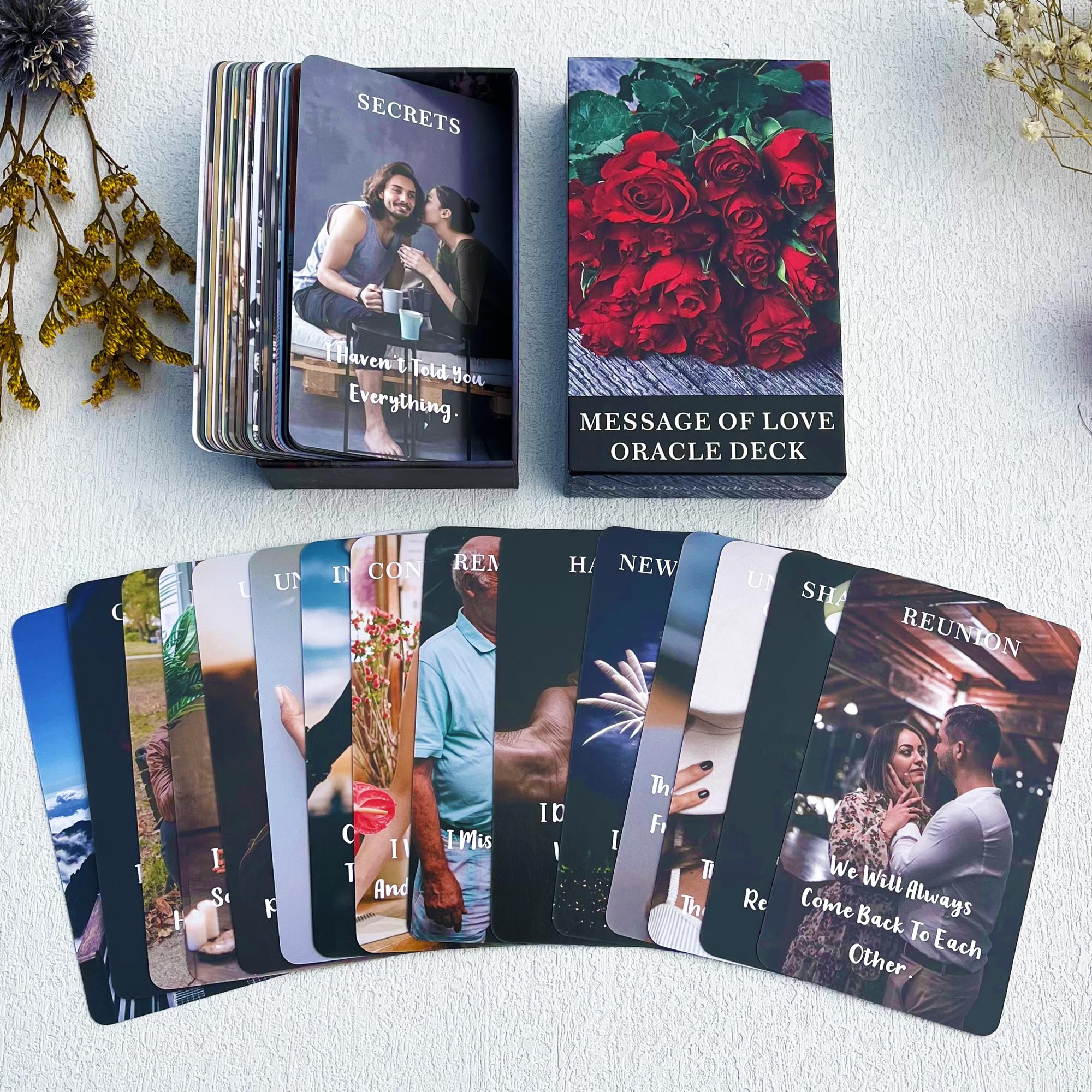 DPEHAKMK Message of Love Oracle Cards – 54 Cards for Love, Twin Flame & Soulmate Guidance