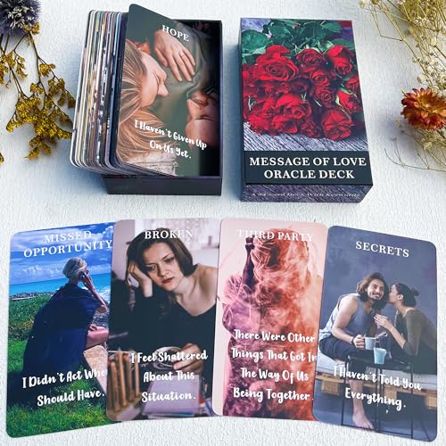 DPEHAKMK Message of Love Oracle Cards – 54 Cards for Love, Twin Flame & Soulmate Guidance