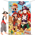 DPKOW Kids Pirate Photo Prop Banner - Fun Face in Hole Backdrop for Birthday Party Decorations, 3.3x6ft