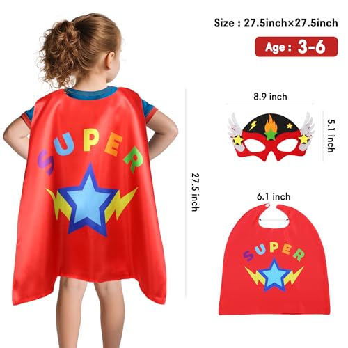 D.Q.Z Star Superhero Cape and Mask Set - Silky Satin Cape with Adjustable Fit for Kids Ages 3-9