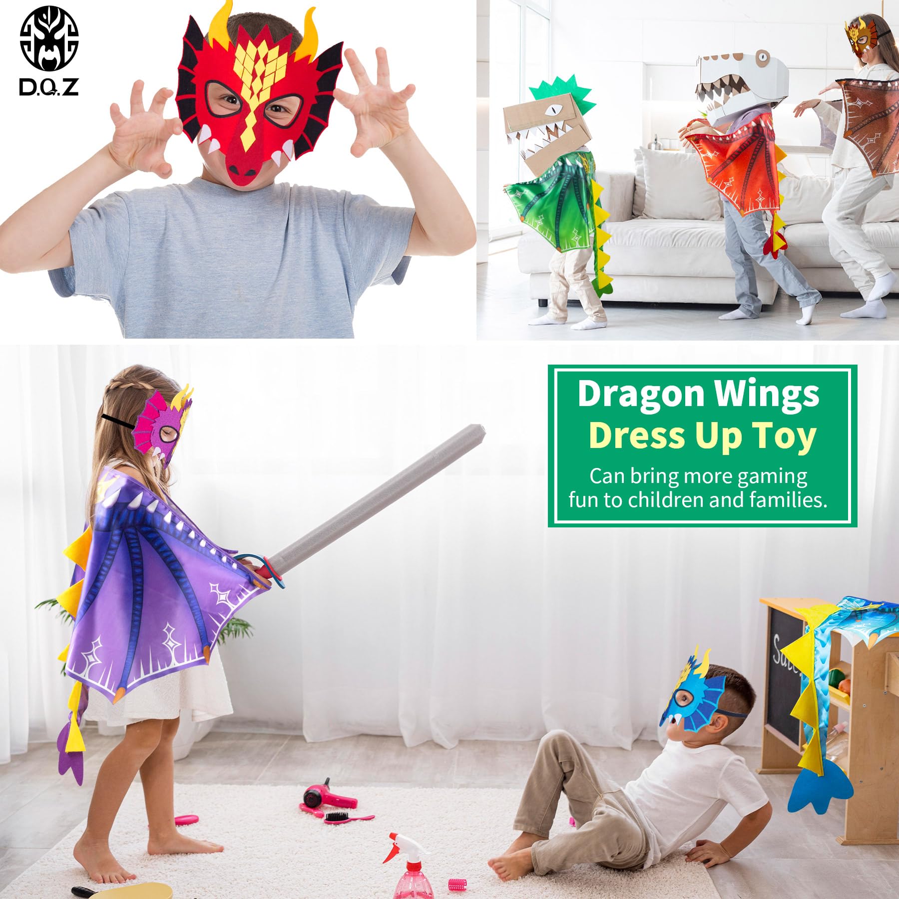 D.Q.Z Toddler Dragon Wings Costume – Lightweight Dress-Up Wings for Kids Age 4, Boys & Girls