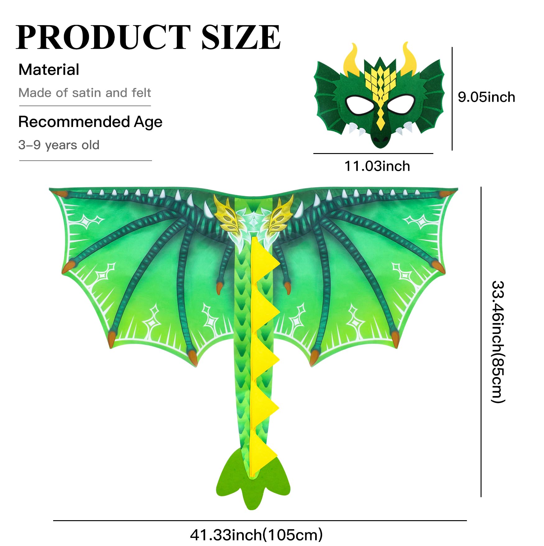 D.Q.Z Toddler Dragon Wings Costume – Lightweight Dress-Up Wings for Kids Age 4, Boys & Girls