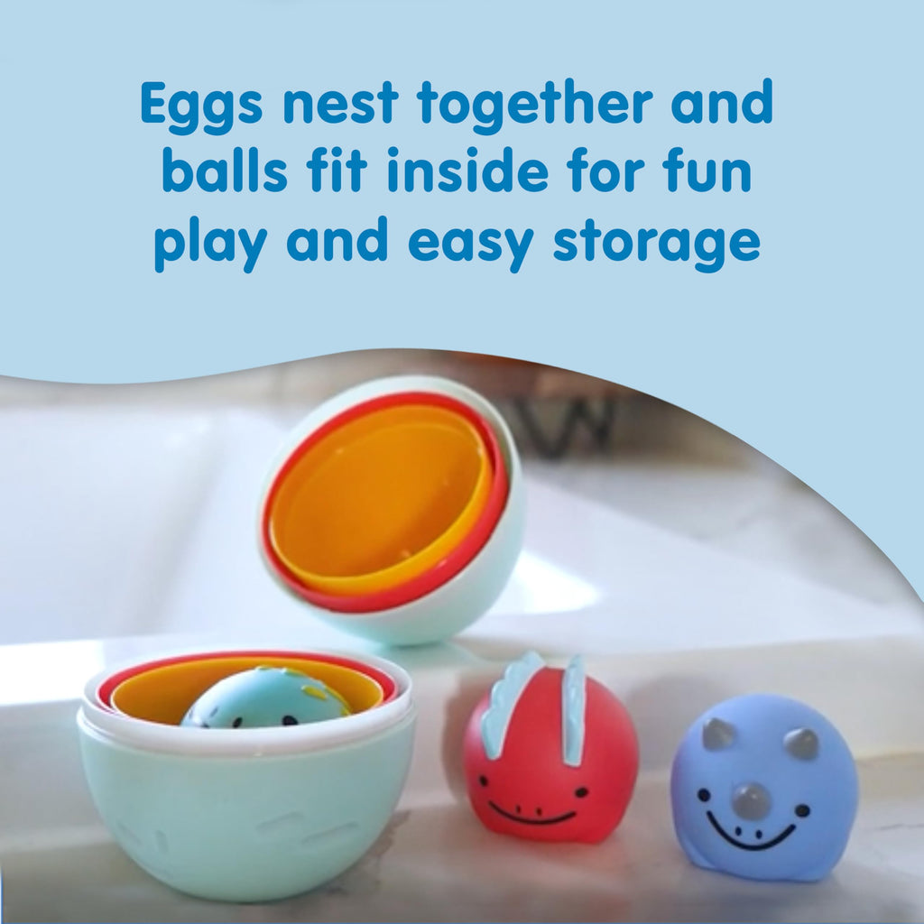 Dr. Brown's CleanUp Float & Hatch Dino Eggs – Interactive Bath Toy for Toddlers, 6m+, BPA Free