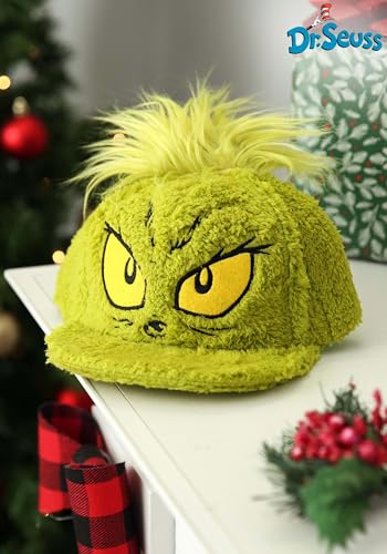 Dr. Seuss The Grinch Fuzzy Snapback Hat – Officially Licensed Green Fur Costume Cap by elope